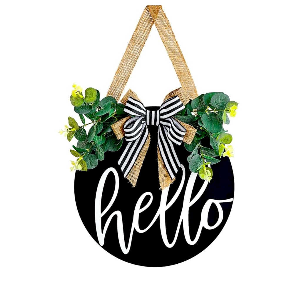 Dahey Hello Sign for Front Door Decor Wreath